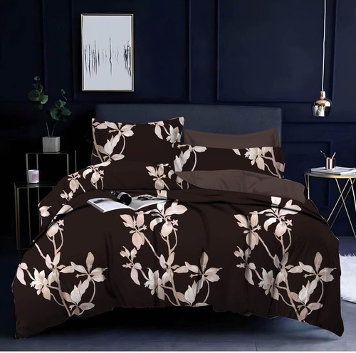 HOME DECOR Soft Elegant Pure Poly Cotton Leaf Print Double Bedsheet