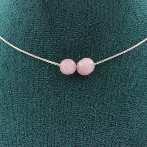 Kunzite from Brazil 2 beads necklace. 