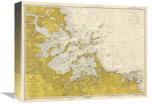 Global Gallery GCS-450549-16-142 16 in. Nautical Chart - Boston Harbor