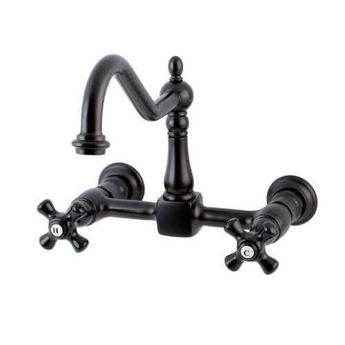 Kingston Brass KS1245PKX 8 in. Victorian Wall Mount Centerset Kitchen 