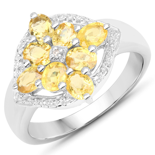 1.76 Carat Genuine Yellow Sapphire & White Diamond .925 Sterling