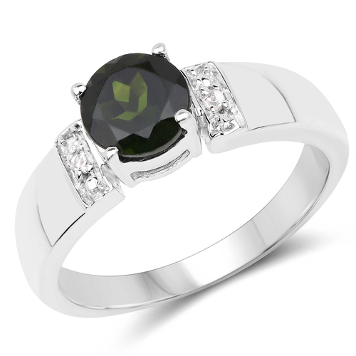 1.29 Carat Genuine Chrome Diopside and White Topaz .925 Sterling