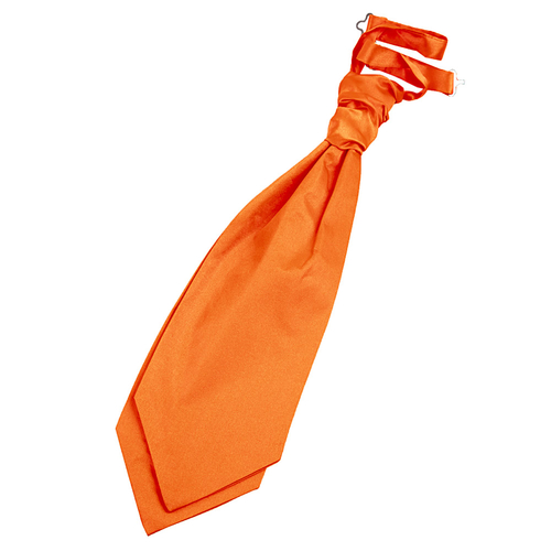 Plain Satin Pre-Tied Ruche Cravat - Burnt Orange