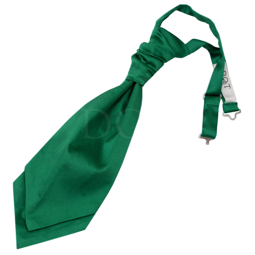 Plain Satin Pre-Tied Ruche Cravat - Emerald Green