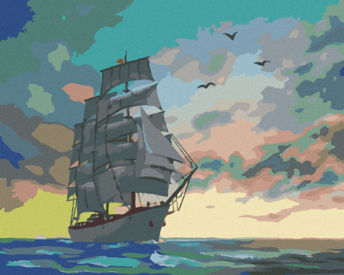 Zuty - Paint by Numbers - SAILING SHIP AND COLOURED CLOUDS (D. RUSTY
