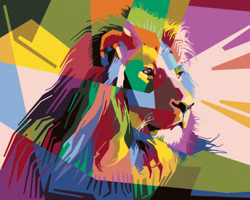 Paint by Numbers - A COLOURFUL LION FROM THE SIDE