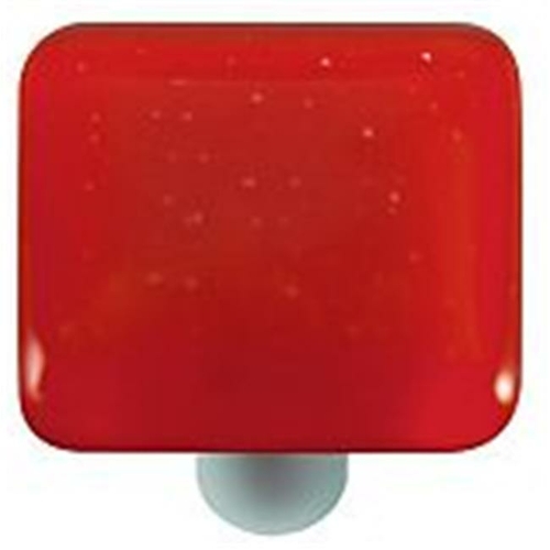 Hot Knobs HK1003-KA Brick Red Square Glass Cabinet Knob - Aluminum Pos