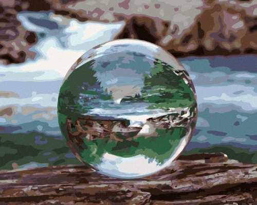 Paint by Numbers - CRYSTAL BALL WITH REFLECTION OF A WATERFALL