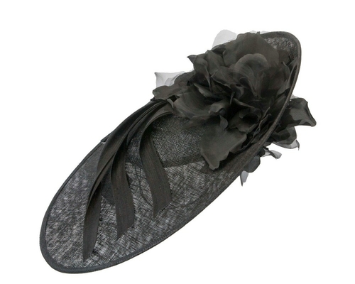 Large black plate racing fascinator