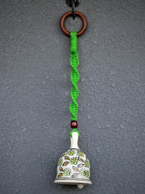 Macrame Ceramic Green Bell Home Wall Hangin