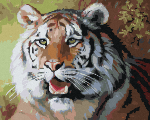 Zuty - Paint by Numbers - TIGER WITH OPEN MOUTH PORTRAIT (D. RUSTY