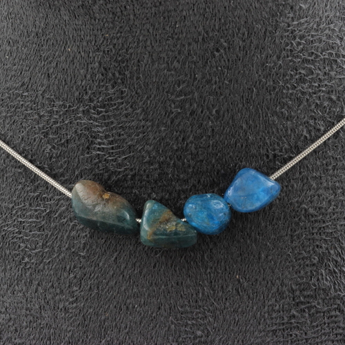 Blue Apatite from Brazil 4 beads necklace.