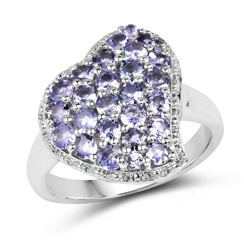 1.63 Carat Genuine Tanzanite .925 Sterling Silver Ring