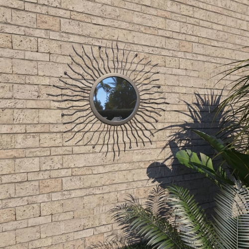 Garden Wall Mirror Sunburst 23.6" Black