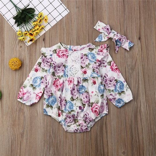 Pudcoco Autumn Infant Baby kids Girls Flower Print