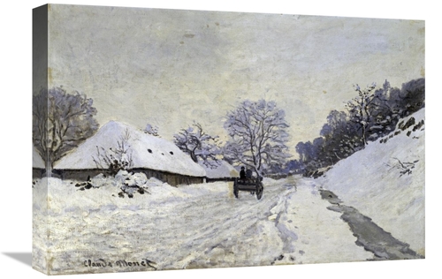 22 in. Snow-Covered Road at Honfleur Art Print - Claude Monet