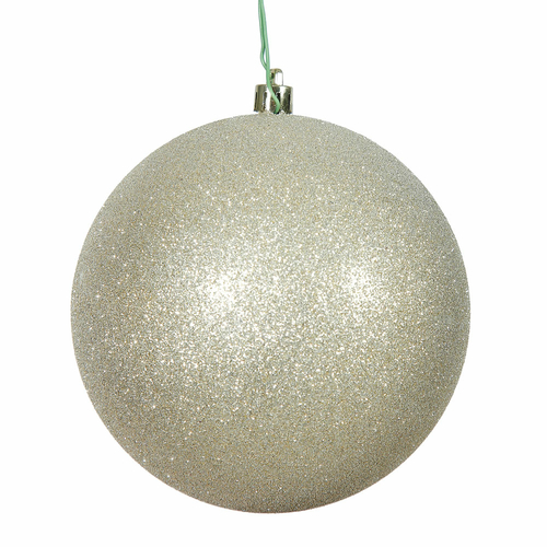 Champagne Glitter Drilled Ball Ornament, 4.75 in. - 4 per Box
