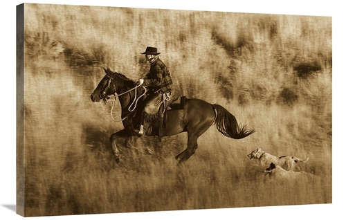 Global Gallery GCS-453700-2436-142 24 x 36 in. Cowboy Riding Horse&#44