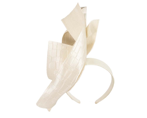 Cream leather fascinator