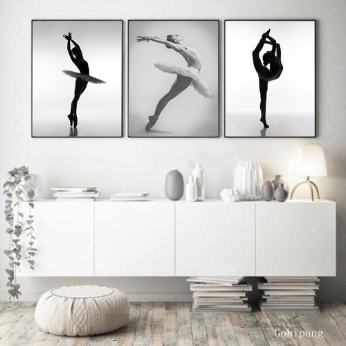 White and Black Elegant Ballet Dance Poster Prints