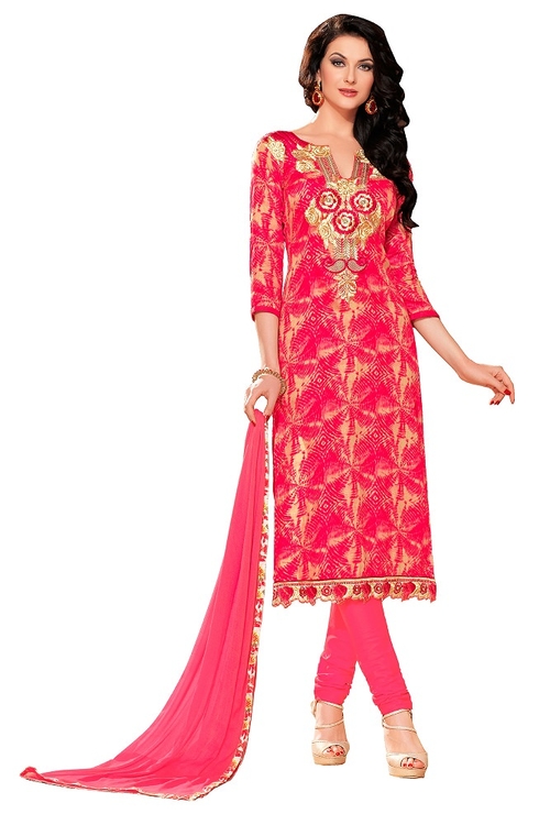 Womens Designer Pink Glaze Cotton Partywear Salwar