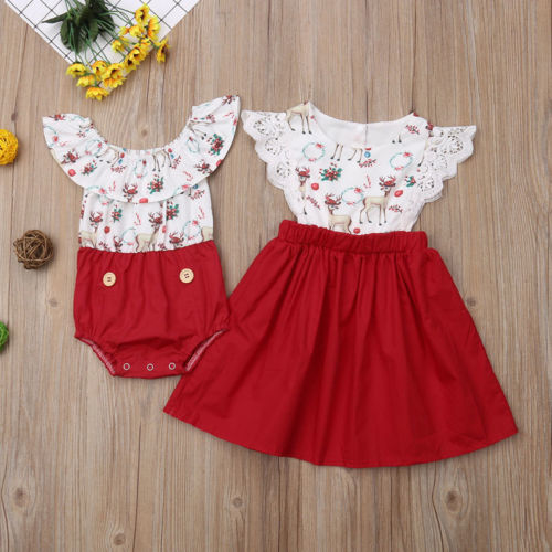 Pretty Kid Baby Girl Christmas Dress Sister