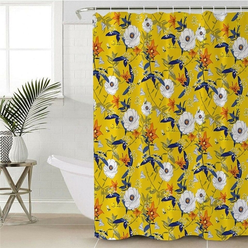 White and Orange Flowers Shower Curtain