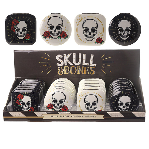 Fun Collectable Skull and Rose Design Compact Mirror
