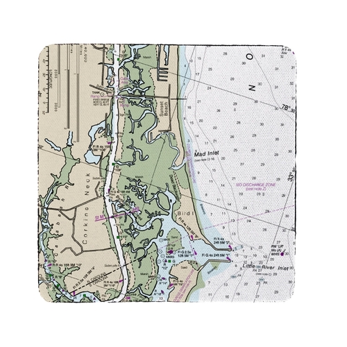 Betsy Drake CT11534SB 4 x 4 in. Sunset Beach, NC Nautical Map Coas