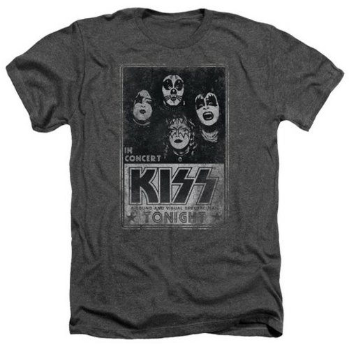 Trevco Kiss-Live Adult Heather Tee, Charcoal - Small