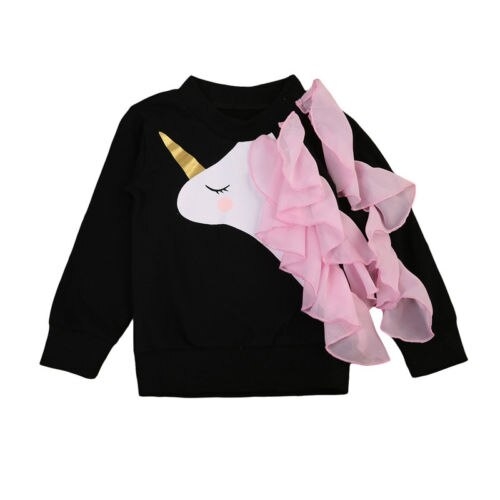 Baby Girls Clothes Long Sleeve Unicorn Ruffle Tops