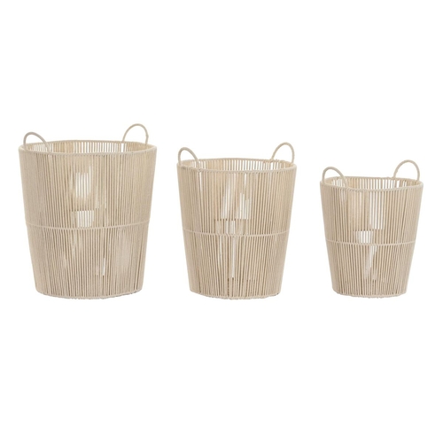 Basket set DKD Home Decor Beige Metal 42 x 42 x 51 cm 3 Pieces