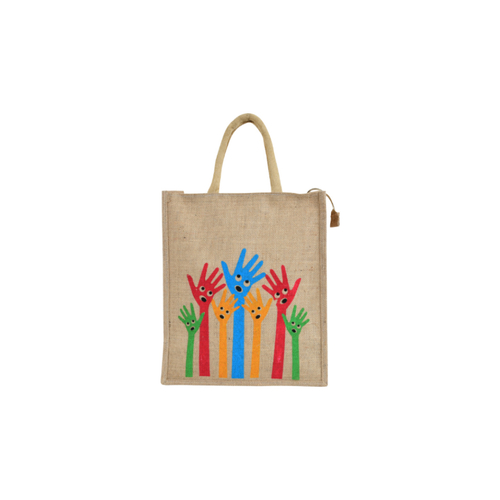 Jute Bag With Screen Print , Print Jute Reusable Eco-Friendly