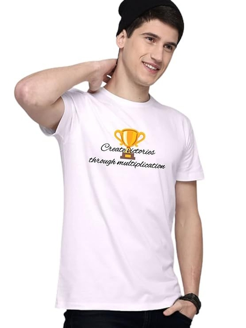 ROUND NECK HALF SLEEVES "CREATE VICTORIES" PRINTED TSHIRT FOR MEN