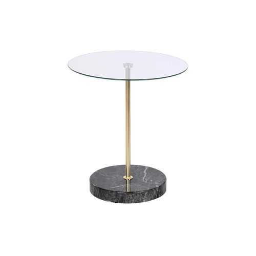 Side table DKD Home Decor Black Transparent Golden Crystal Steel 45 x