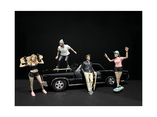 Skateboarders Figurines 4 piece Set for 1/18 Scale Models by American