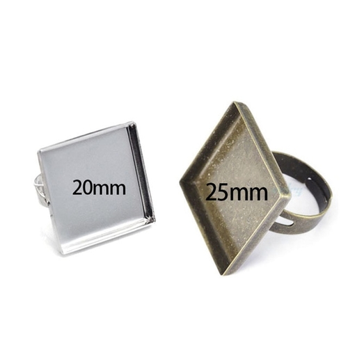 10pcs 25mm Adjustable Silver Plated Ring Base
