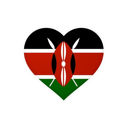 Autocollant en coeur Drapeau du Kenya en plusieurs tailles