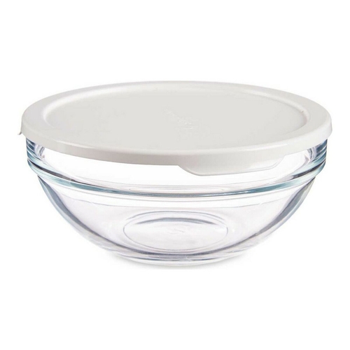 Round Lunch Box with Lid Chefs White 14 x 6,3 x 14 cm Transparent