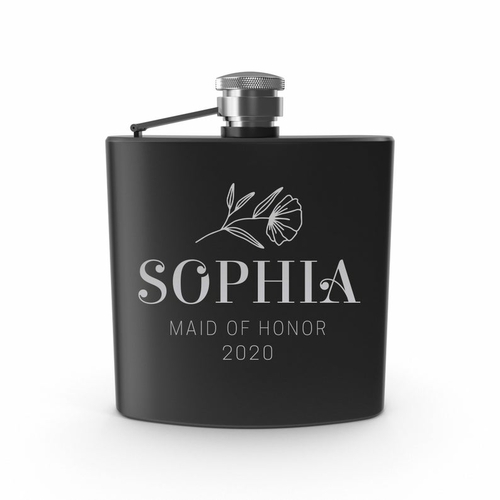 Engraved Liquor Flask Gift Maid of Honor Matron of Honor Bridal Party