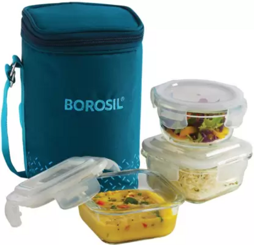 Teal Lunch Box with Bag, 3 Pc (320 ml x 2 + 240ml x 1 ), Office Tiifin