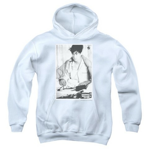 Trevco Ferris Bueller-Cameron Youth Pull-Over Hoodie- White - Medium