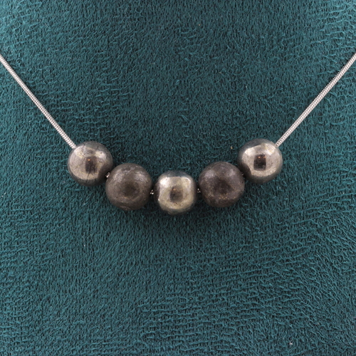 Pyrite from Spain 8 mm 5 beads necklace. 