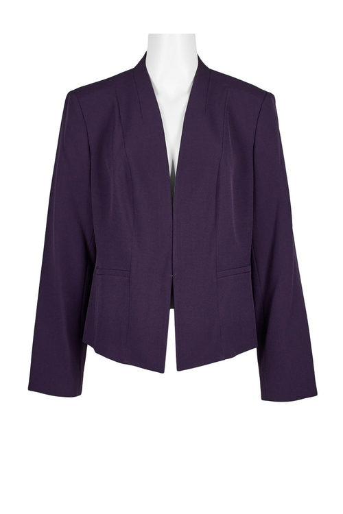 Evan Picone Open Front Long Sleeve Solid Crepe Jacket