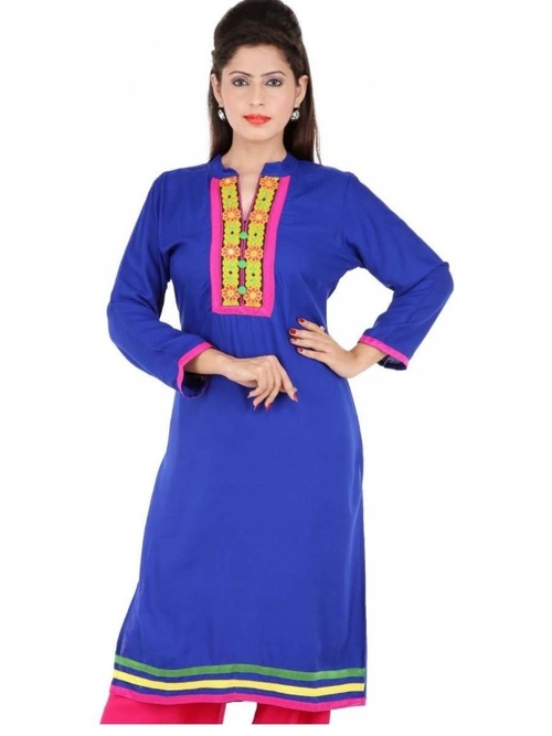 Rayon Straight Embroidery Kurti