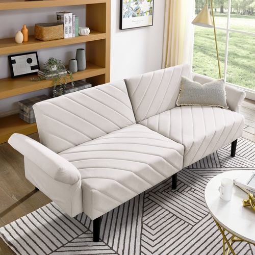 Velvet Futon Couch Convertible Folding Sofa Bed Tufted Couch with