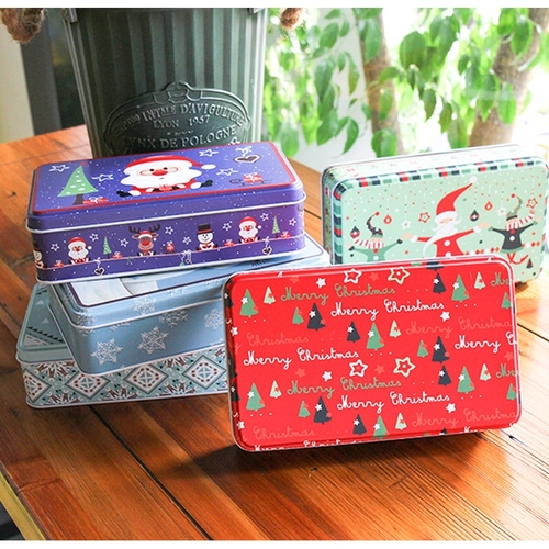 Rectangular Christmas Gift Boxes Candy Biscuit Tin