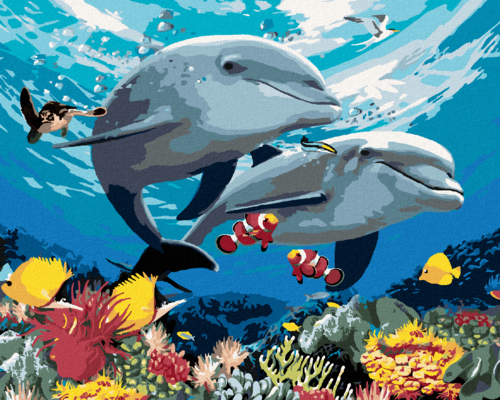 Paint by Numbers - DOLPHINS AND CORAL REEF (HOWARD ROBINSON)