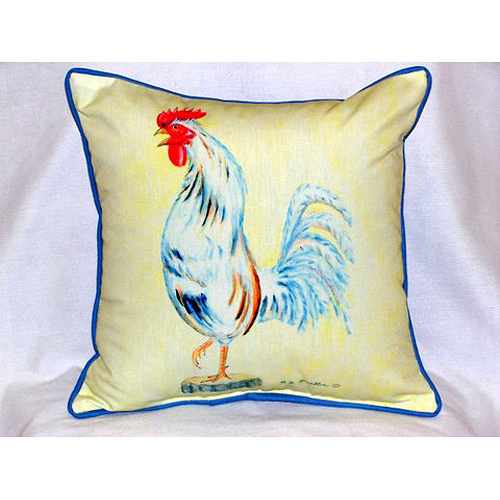 Betsy Drake HJ133 White Rooster Large Indoor-Outdoor Pillow 16 in. x 2