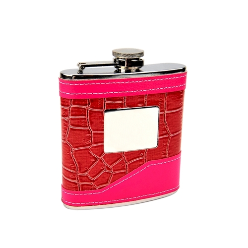 2-Tone Pink Hip Flask